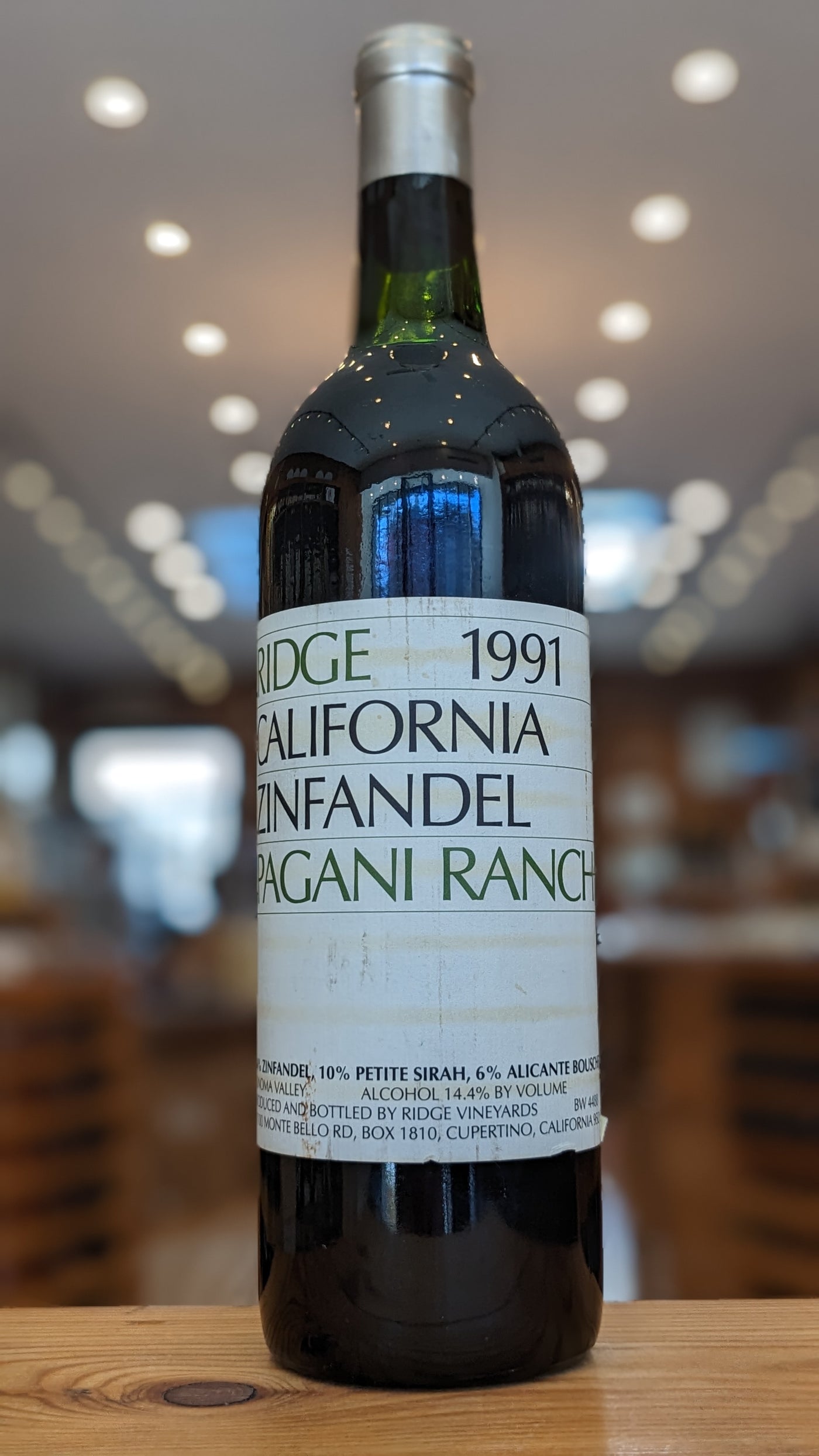 Ridge Vineyards Pagani Ranch Zinfandel 1991